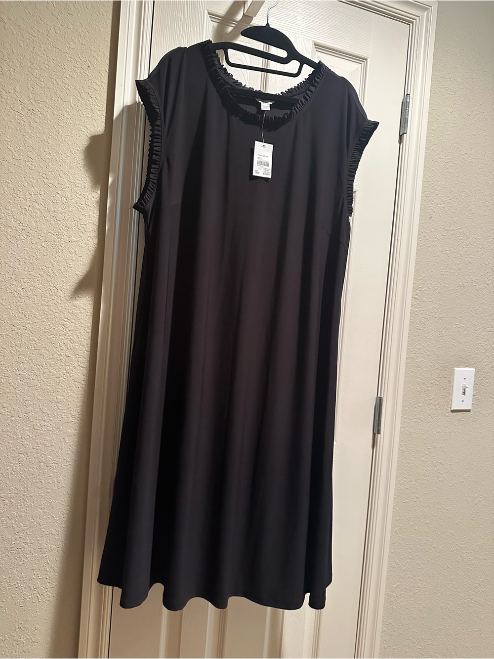 Cato Black Ruffle-Edge Sleeveless Mini Dress